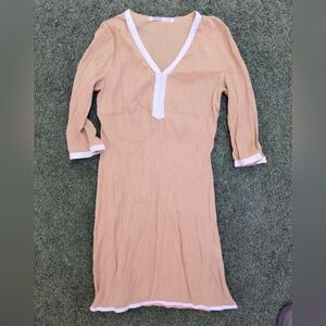 Athleta Cotton V-Neck Dress with White Trim